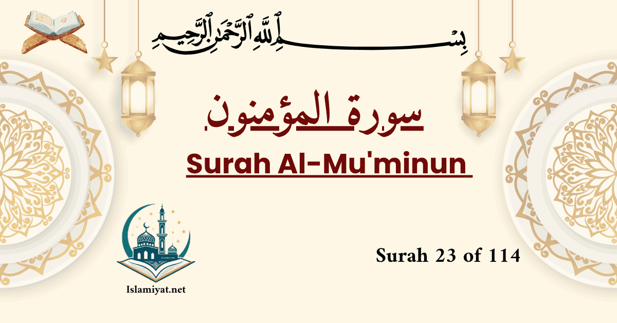 Surah Moaminun cover – Arabic calligraphy with English name